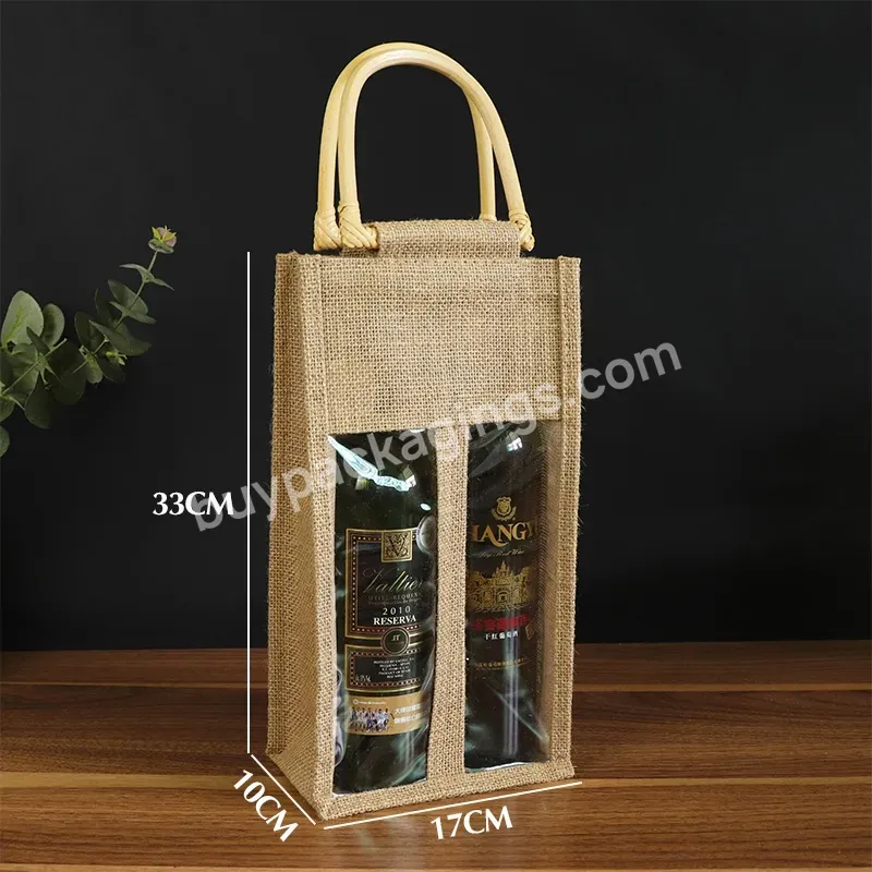 Wholesale Luxury Plain Hessian Jute Shopping Bag Custom Printed Large Natural Eco Friendly Burlap Jute Wine Tote Bag For Package