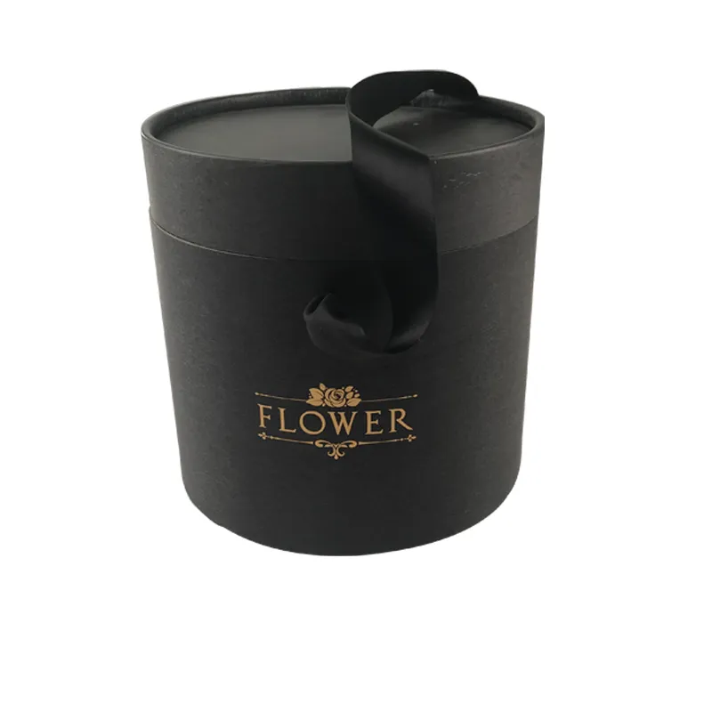 Wholesale Luxury Rose gold black Cardboard Cylinder Rose preserve Gift Packaging Flower Box With Custom Logo