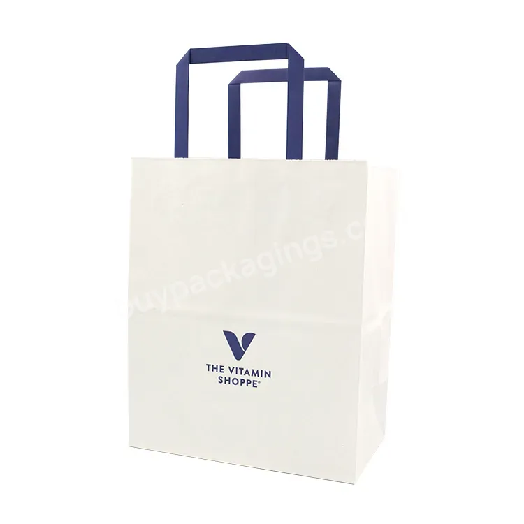 Wholesale Luxury Shopping Print Your Own Logo Kraft Paper Bag With Flat Handle