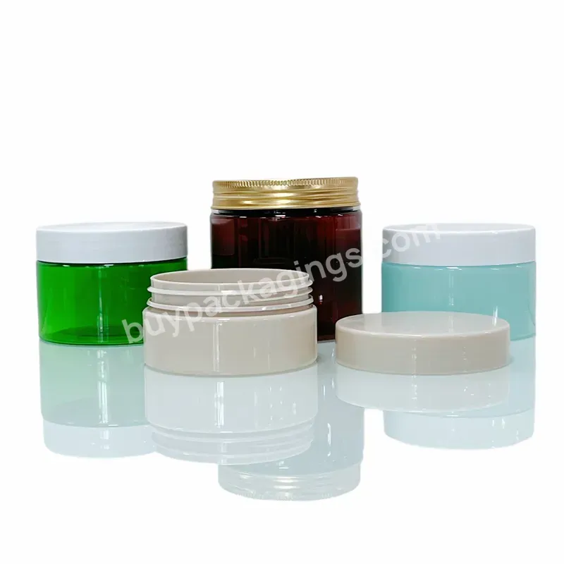 Wholesale Luxury Wide Mouth Refillable Bottle 100ml 200ml 250ml 500ml Pet Plastic Cream Plastic Packaging Jars With Plastic Lid - Buy Plastic Packaging Jars,Pet Jars For Cosmetic,Scrubs Jars.