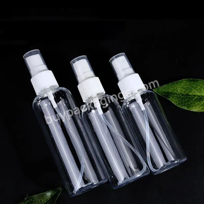 Wholesale Manufacture Clear Spray Dispenser 50ml Mist Bottle With Spray Pump Round Shoulder Portable Alcohol Plastic Bottle