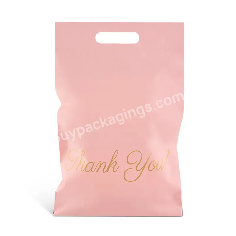 Wholesale Matt Pink Poly Mailer Mail Packaging Bags With Handle Plastic Courier Shipping Bag For Clothing