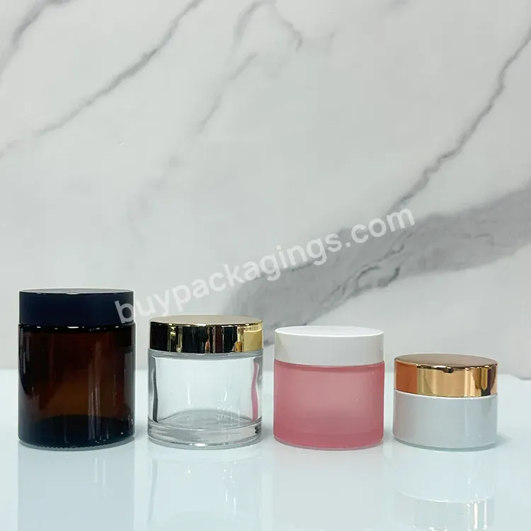 Wholesale Matte Amber Cosmetic Packaging 15ml 30ml 50ml Cream Container Frosted Brown Cosmetic Cream Glass Jar With Lid - Buy Cosmetic Cream Container,Glass Cream Jar,Frosted Cosmetic Cream Jar.