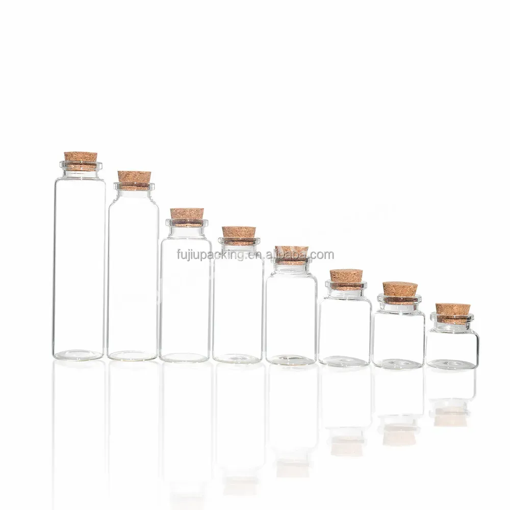 Wholesale Mini Clear Glass Wishing Small Drift Bottle Vials With Cork Glass Tube Corked Jars Candy Bottle Diy