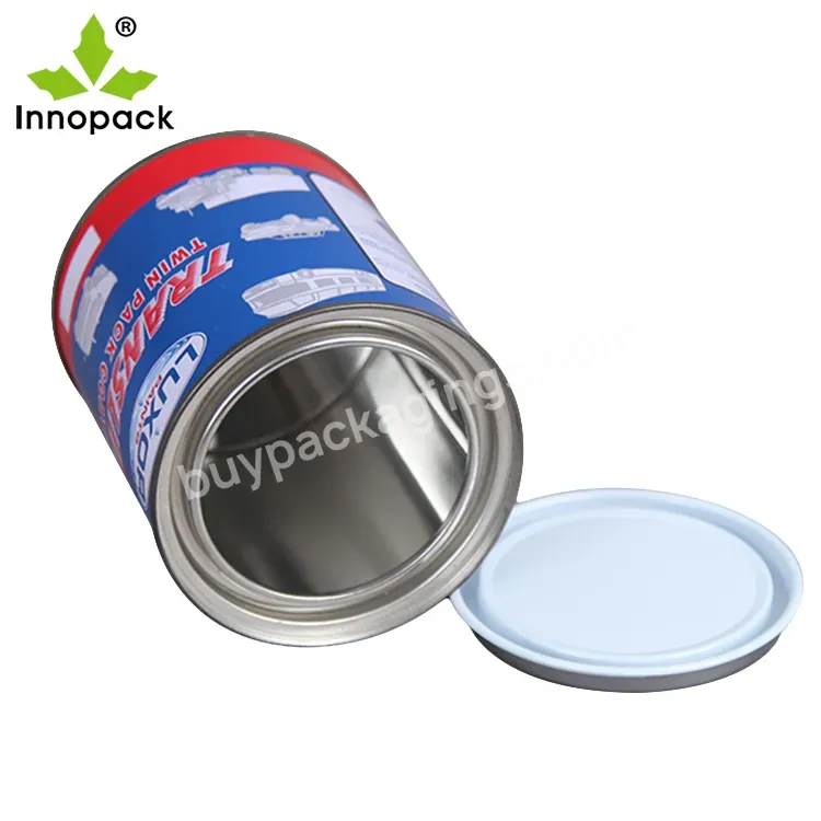 Wholesale Mini Empty Round Metal Paint Tin/tinplate Cans With Lid And Handle For Motor Oil And Glue