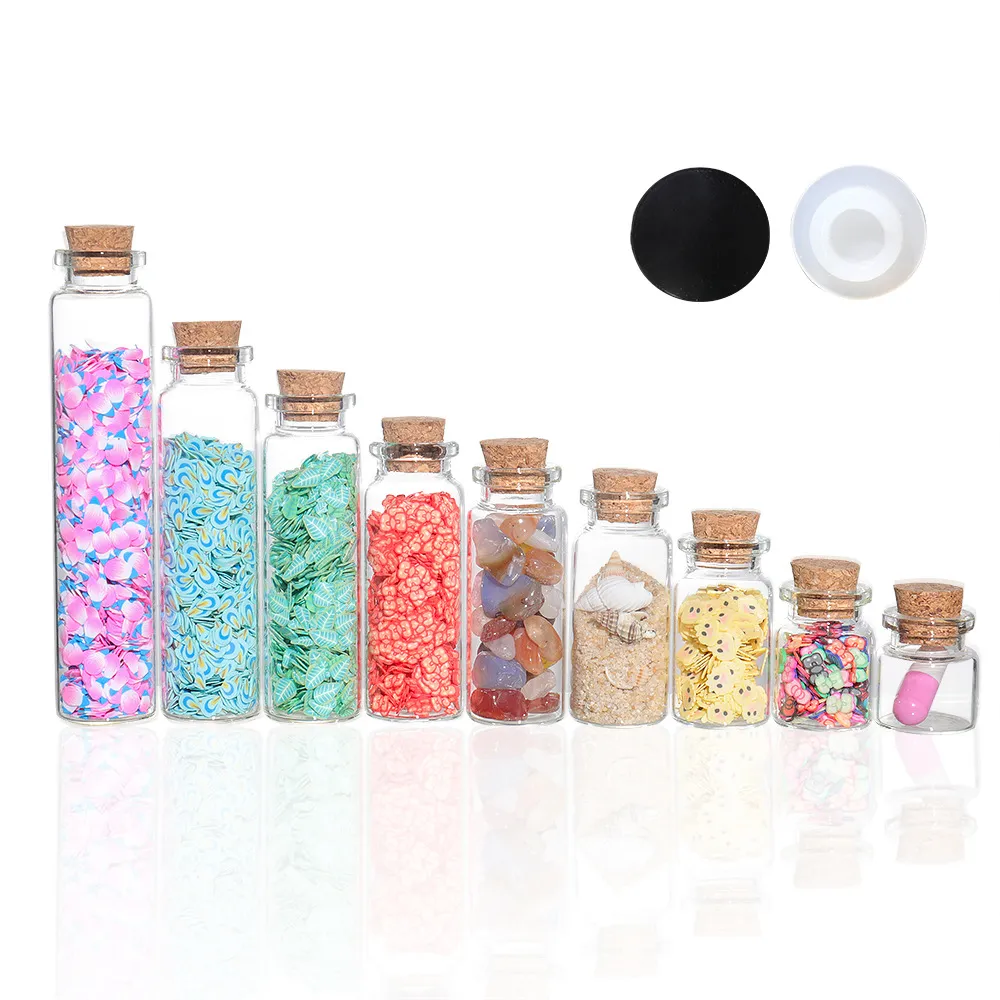 Wholesale Mini Transparent Glass Pipe Medicine Bottle Round Glass Bottle Cork Storage Container