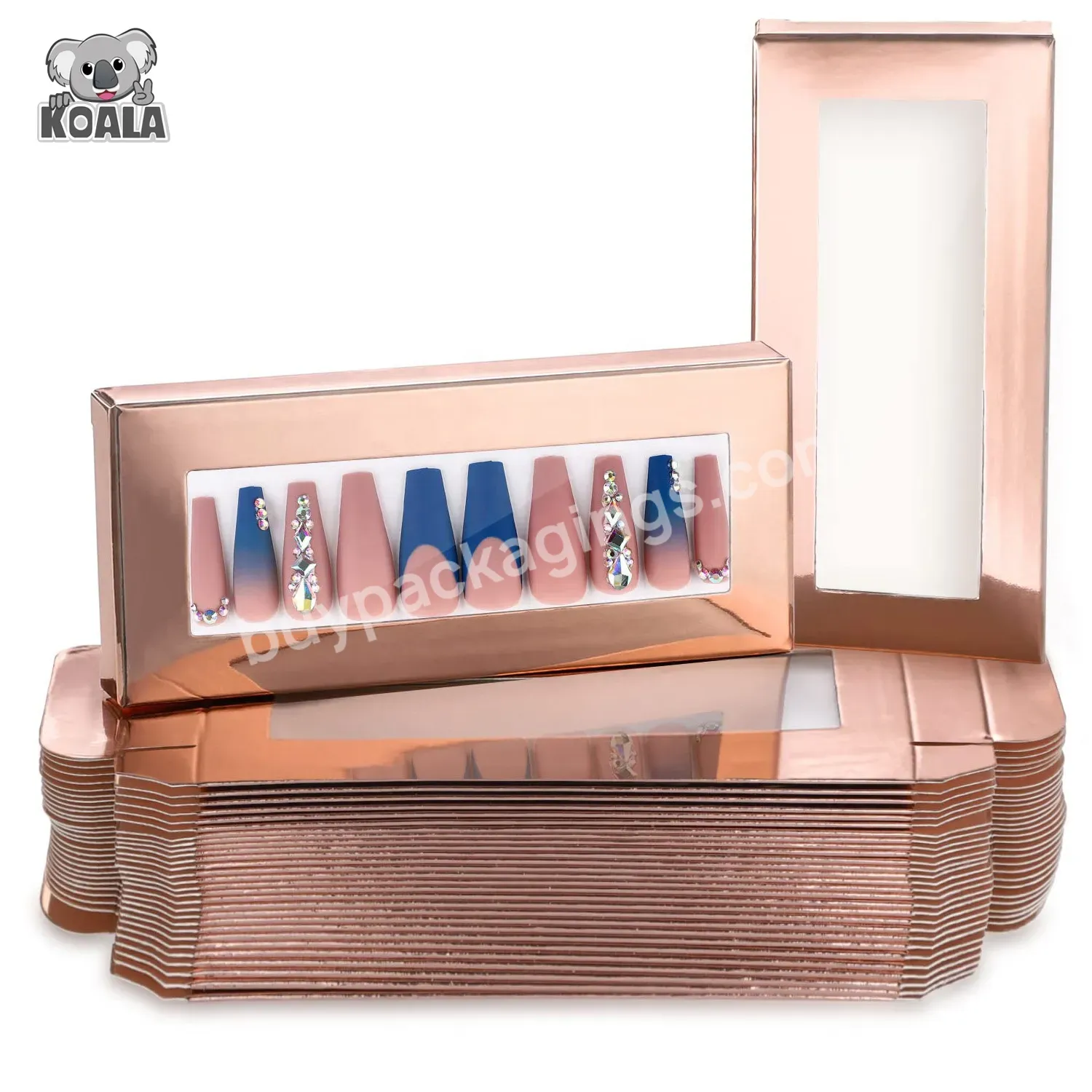 Wholesale Nails Case Private Label Custom Glitter Cute Luxury Eyelash Nails Packaging Box