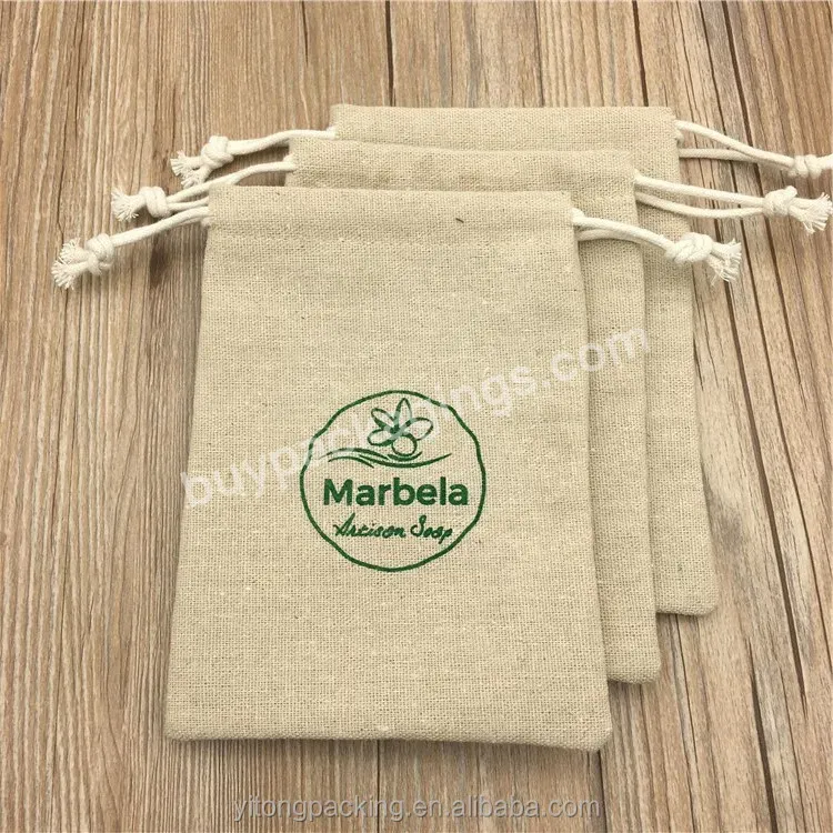 Wholesale Natural Printed Jute Burlap Soap Bags With Drawstring