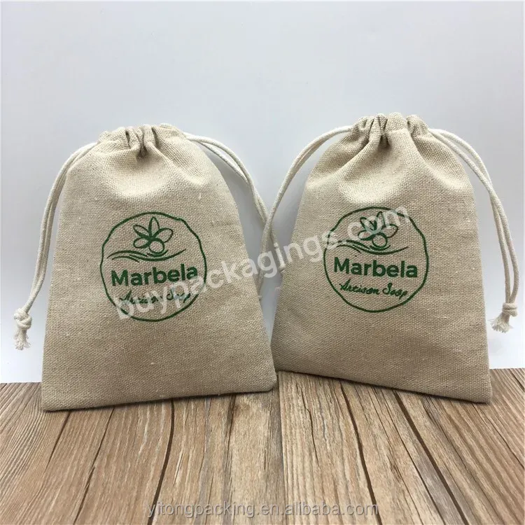 Wholesale Natural Printed Jute Burlap Soap Bags With Drawstring