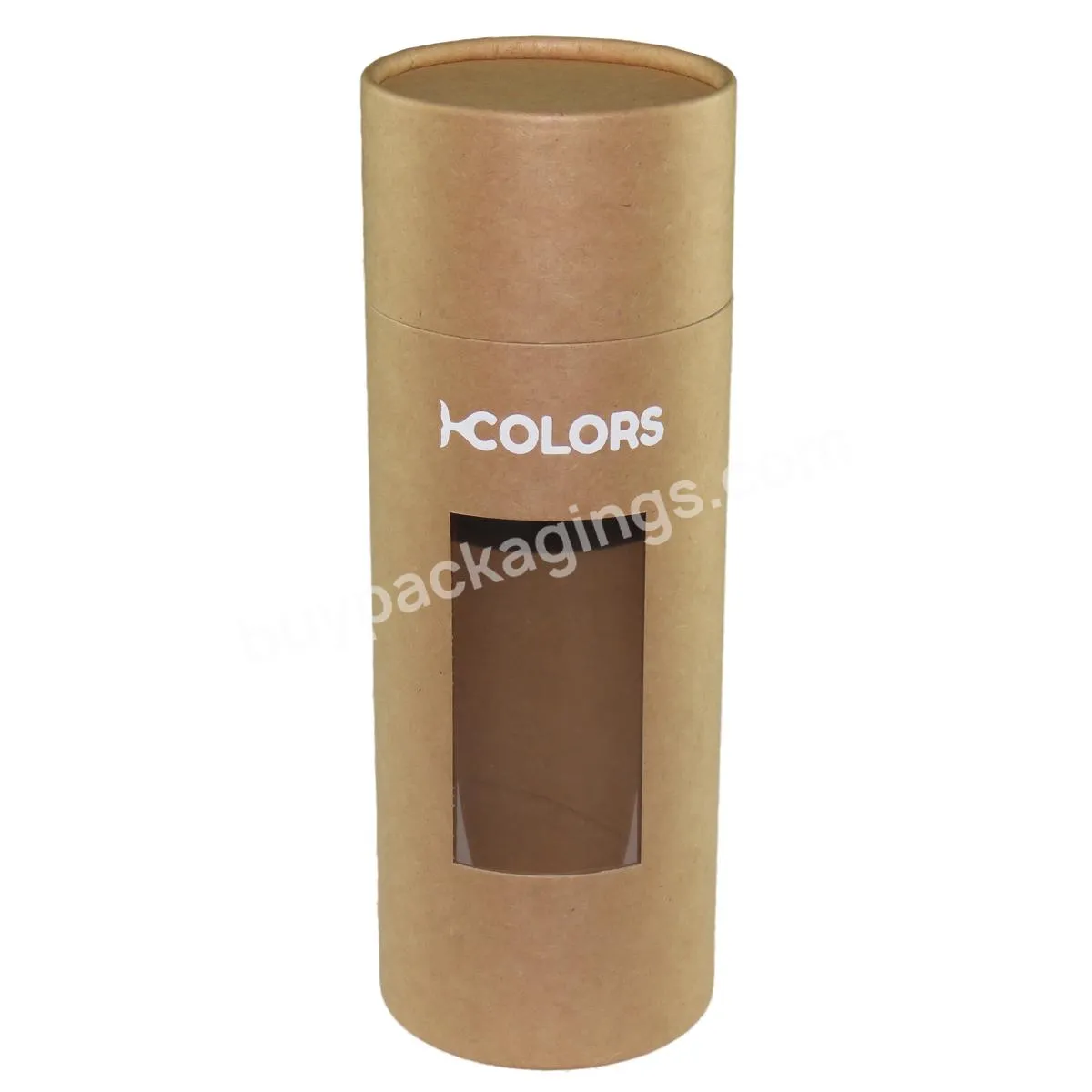 Wholesale Nature Kraft Paper Cylinder Boxes For Packaging Pencil Craft Box With Window