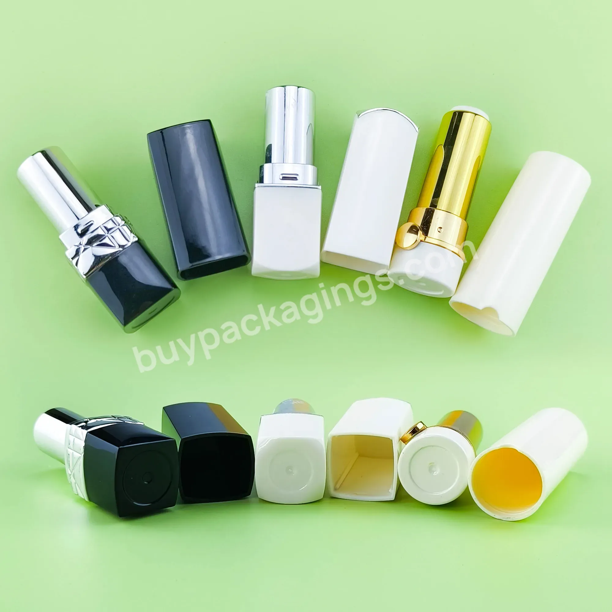 Wholesale New Design Round Square Matte Cosmetic Packaging Lip Balm Container 3.5g Plastic Lipstick Tube White Black