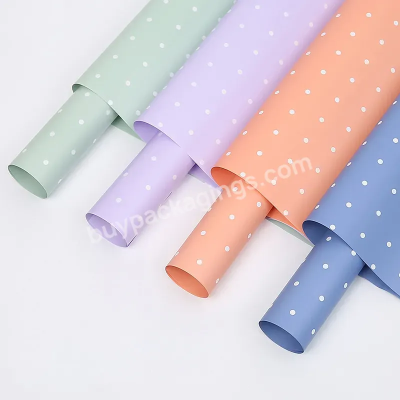 Wholesale New Design Small Dot Printed Waterproof Flower Wrapping Paper Sheet Florist Bouquet Wrap
