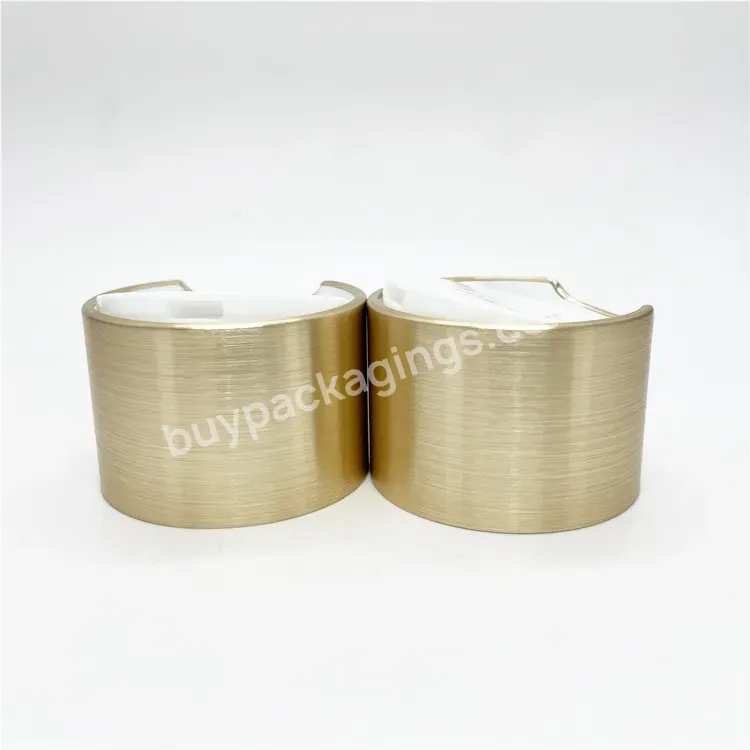 Wholesale Oem Brushed Gold Disc Top Cap Cosmetic Plastic Bottles Crown Double Layers Caps 24/410