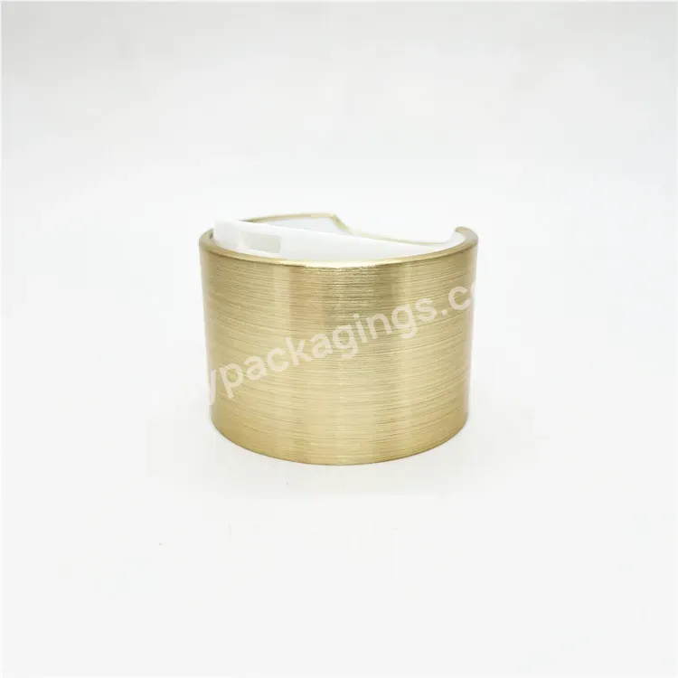 Wholesale Oem Brushed Gold Disc Top Cap Cosmetic Plastic Bottles Crown Double Layers Caps 24/410