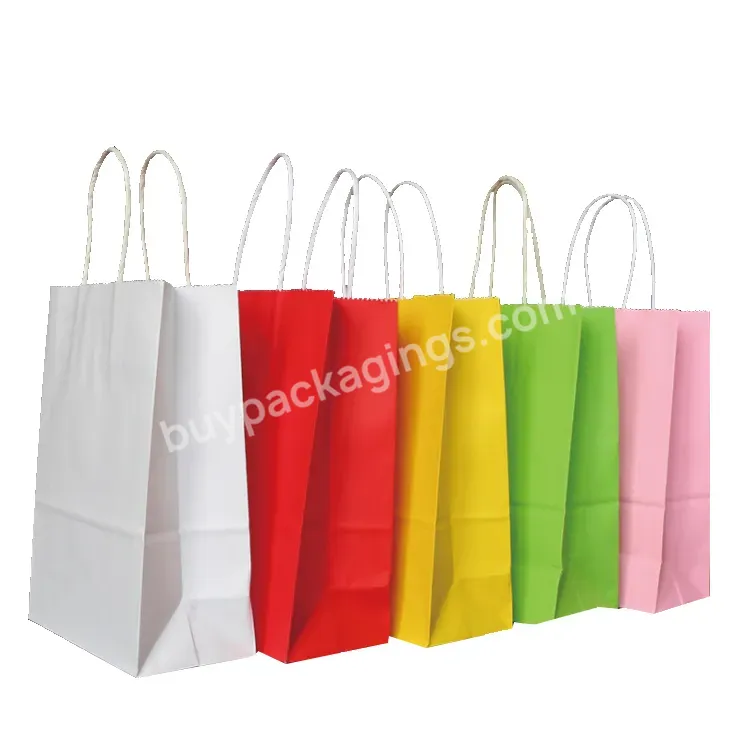 Wholesale Oem Custom Logo Cheap Colorful Kraft Paper Bags Packaging Bag For Shopping