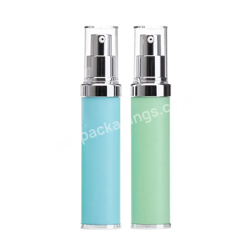 Wholesale Of Luxury Cosmetics 20ml 30ml Light Green Airless Pump Bottle White Silver Pump Head For Lotion Bottle Green Body