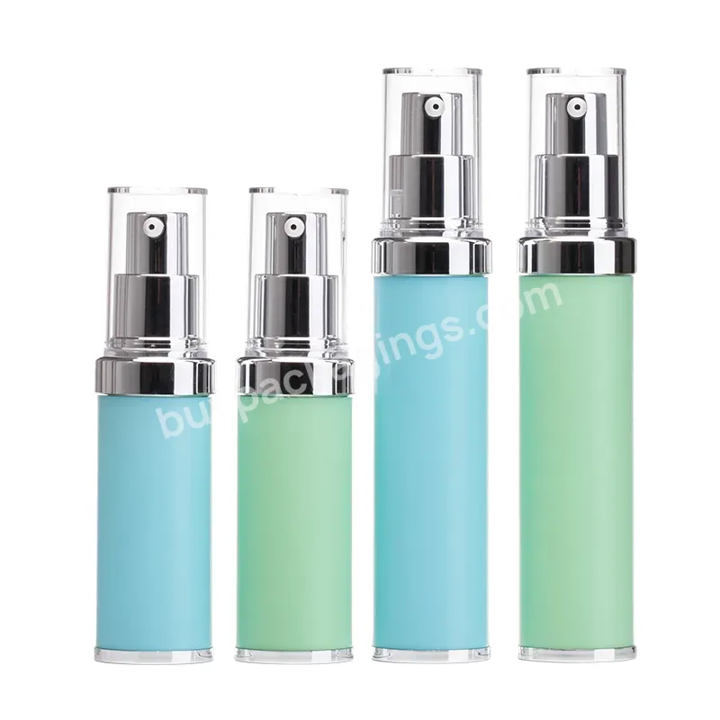 Wholesale Of Luxury Cosmetics 20ml 30ml Light Green Airless Pump Bottle White Silver Pump Head For Lotion Bottle Green Body