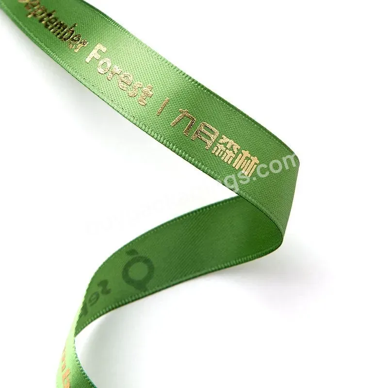 Wholesale Of New Customize Polyester Satin Ribbon Printed With Logo Gold Foil