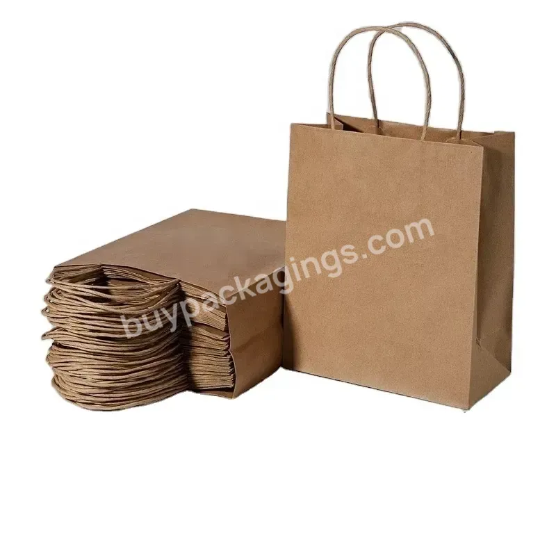 Wholesale Paper Bag Production Boutique Shopping Gift Craft Packaging Kraft Paper Bag Custom Logo Brown Portable Paper Bag
