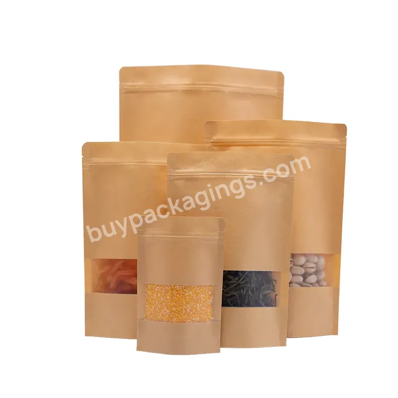Wholesale Paper Bag Sealable 18*26+4 Strong Sealing Stand Up Chip Chocolate Food Brown Paper Bags