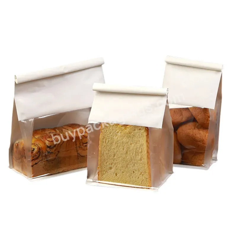 Wholesale Paper Pouch Big Window Square Bottom Bakery Bread Paper Bags