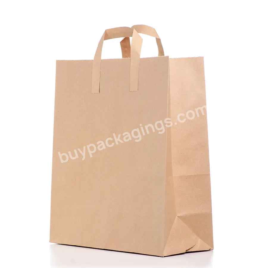 Wholesale Paper Shopping Bags Customized Plain Brown Kraft Paper Bag For Shopping