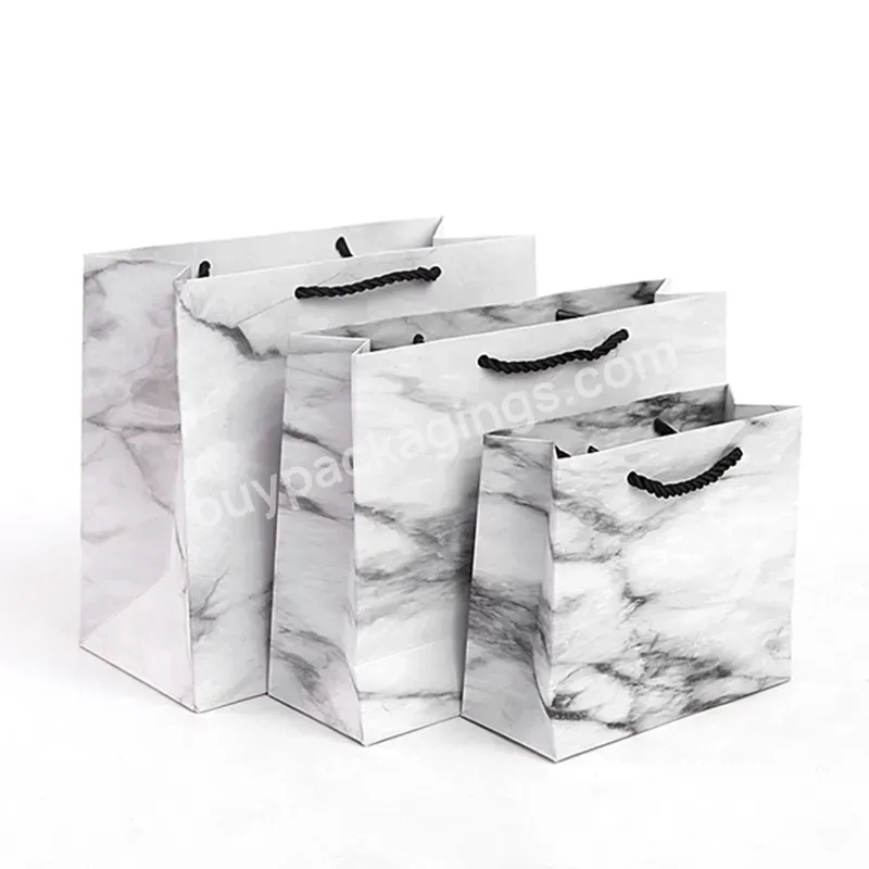 Wholesale Paper Wedding Favor Recyclable Handbag Recycle Materials Custom Shopping Paper Bags White Marble Gift Bag