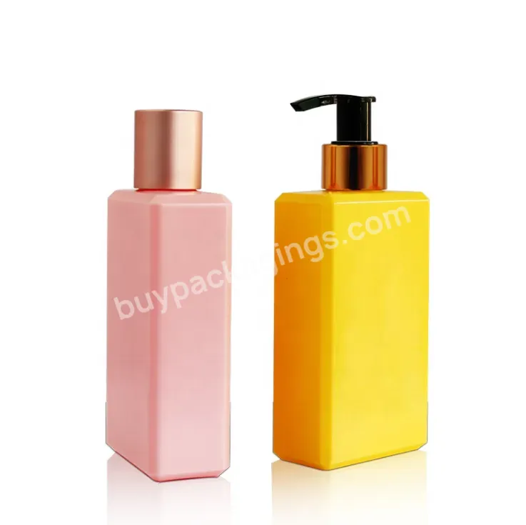 Wholesale Pe Shampoo Square Bottle Shower Gel Custom Color 250ml 500ml 750ml Gold Pump