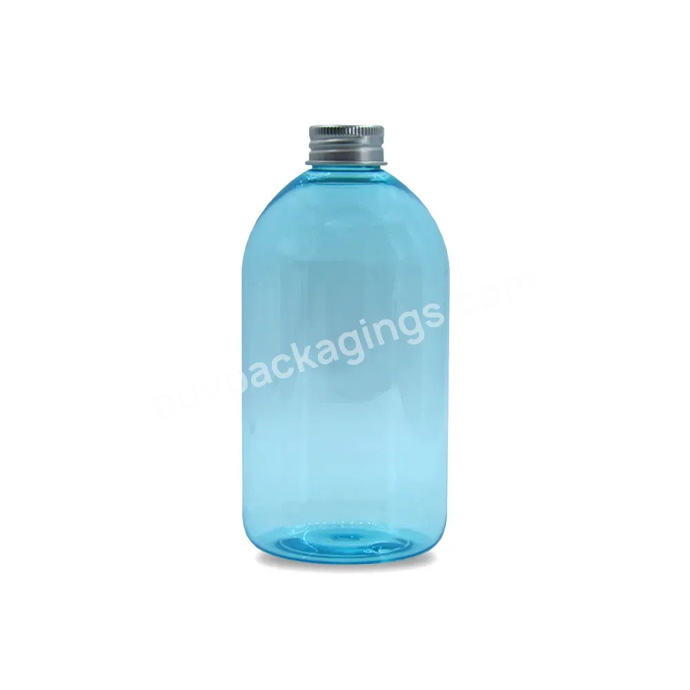 Wholesale Personal Care Packaging 500ml Empty Pet Plastic Bottle Blue Color With Screw Cap Customized Capacity Shampoo Bottle
