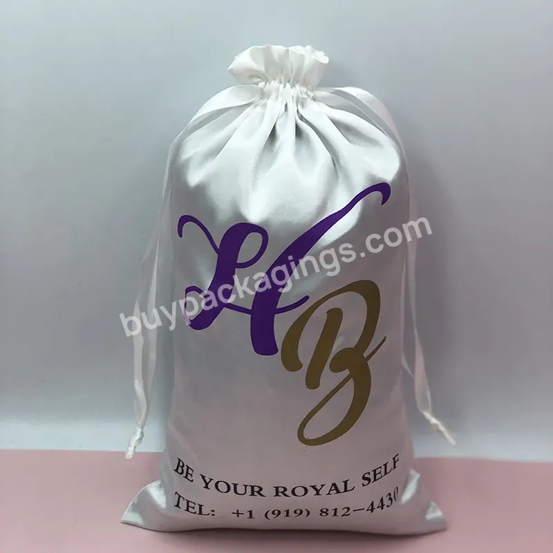 Wholesale Personalized Printing Custom White 10x16 Inches Small Satin Bags For Lashes