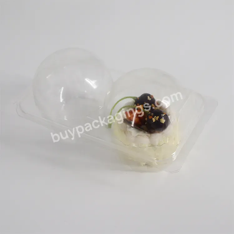 Wholesale Pet 2 Hole Clear Box Packaging Round Cake Cupcake Packaging Plastic Disposable Food Transparent Packaging