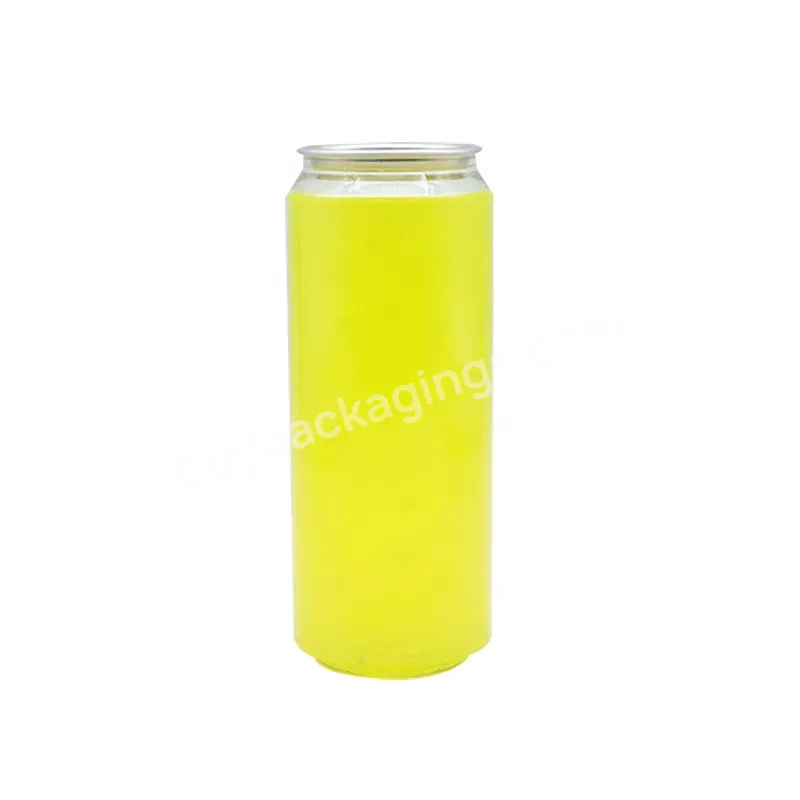 Wholesale Pet 500ml 650ml Plastic Pop Can With Aluminum Lid For Beverage