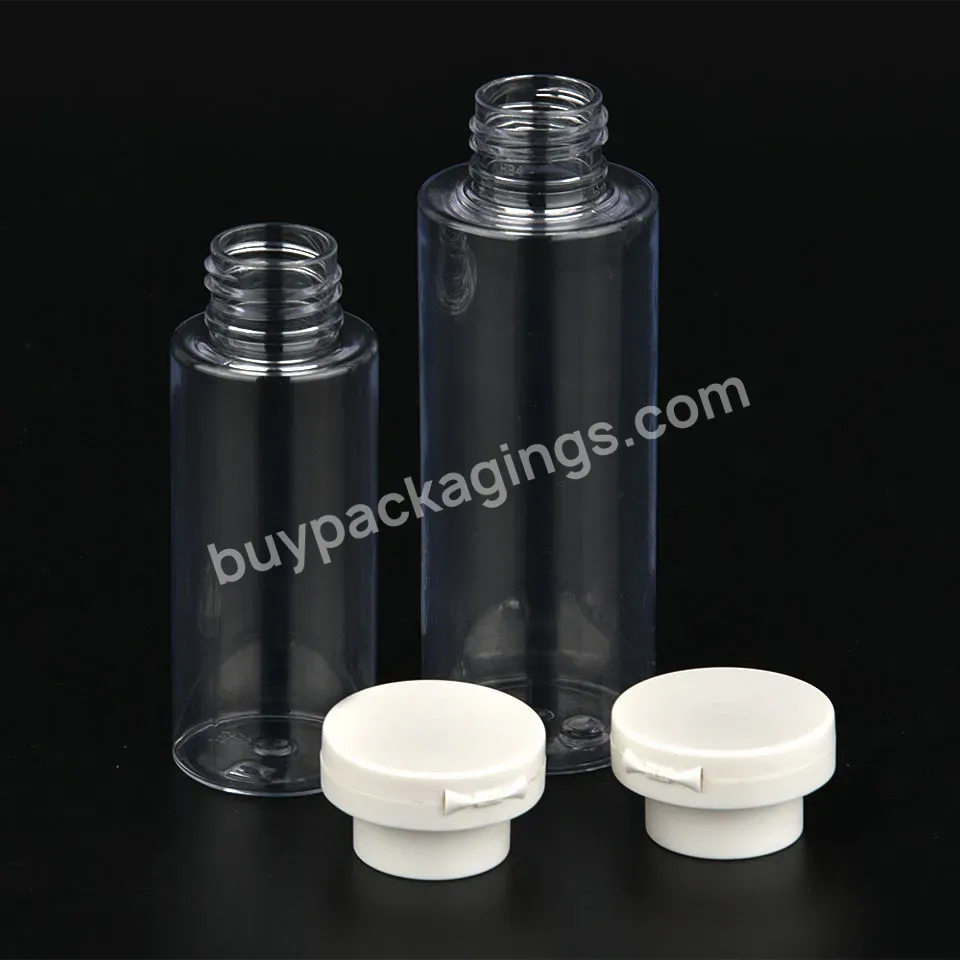 Wholesale Pet Customized 100ml 60ml Cosmetic Personal Care Packaging Squeeze Bottle With Screw Flip Cap Free Sample Toner Bottle