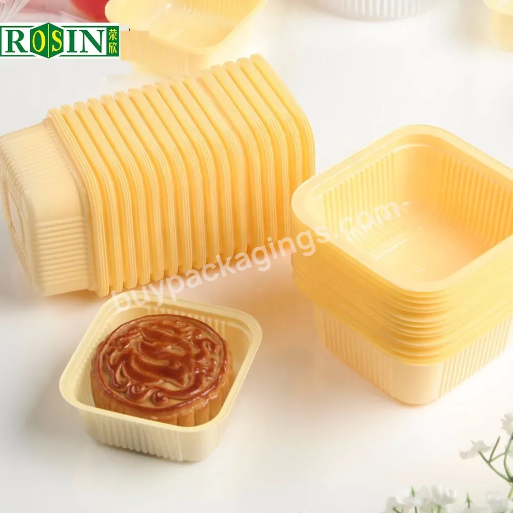 Wholesale Pet Plastic Square Golden Blister Packaging Box Mooncake Cavity Tray