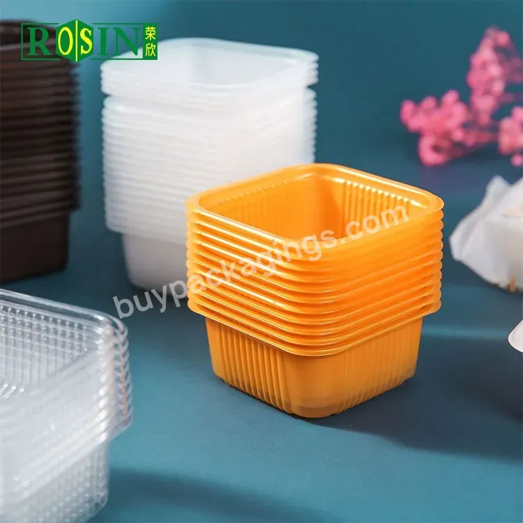 Wholesale Pet Plastic Square Golden Blister Packaging Box Mooncake Cavity Tray