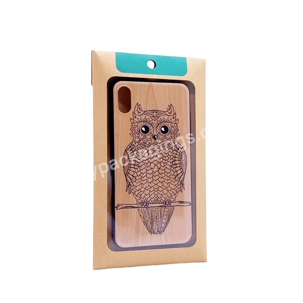 Wholesale Phone Case Packaging Kraft Paper Phone Box With Hang Hole Clear Window Display Package Box Cell Phone Case Boxes