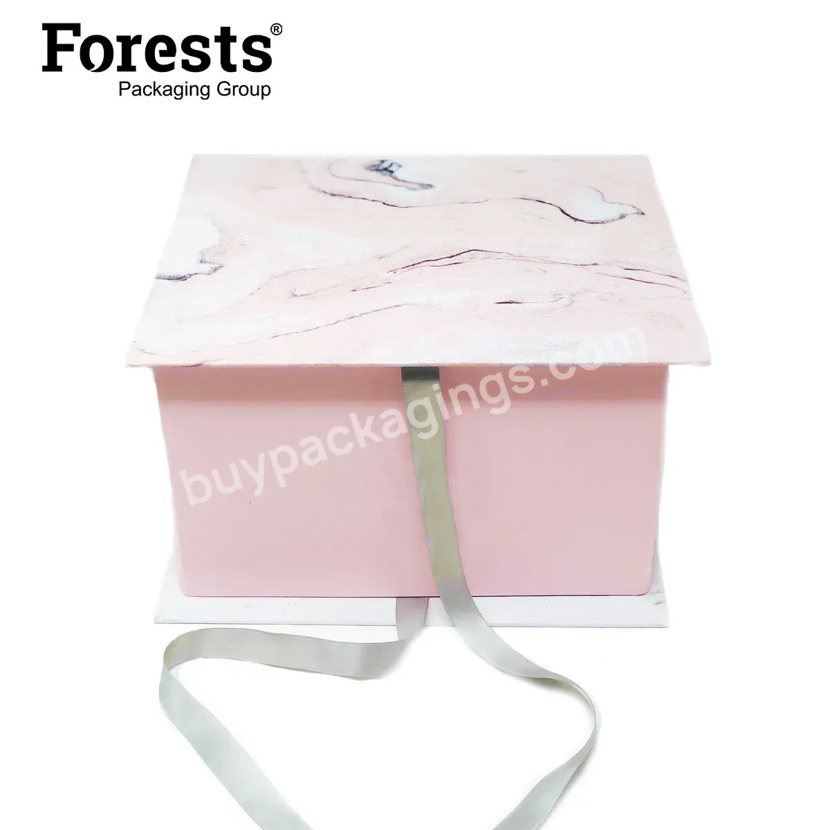 Wholesale Pink Marble Square Floral Boxes Gift Packaging Flower Box