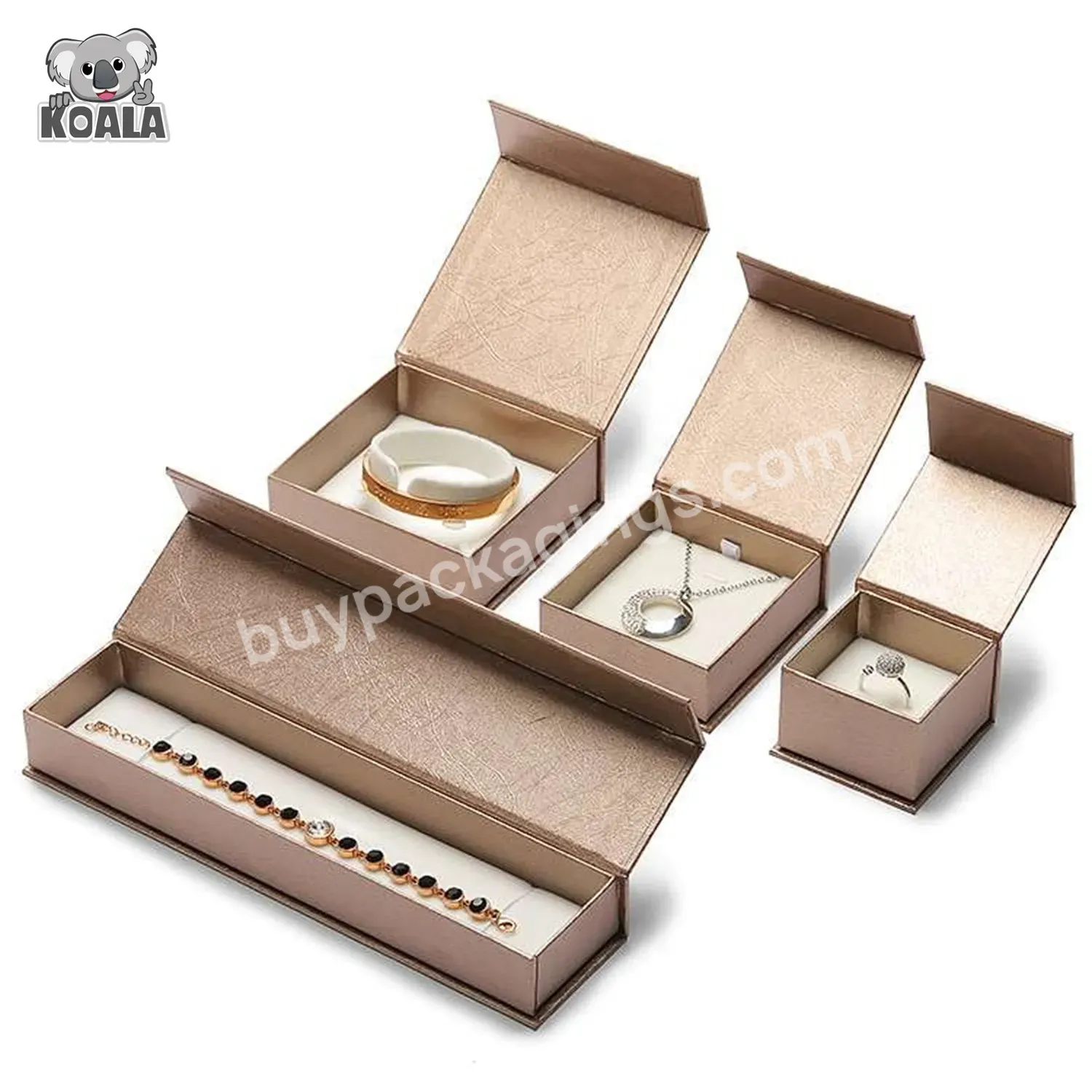 Wholesale Plain Cheap Brown Earrings Necklace Ring Bracelet Magnetic Jewelry Box Packaging