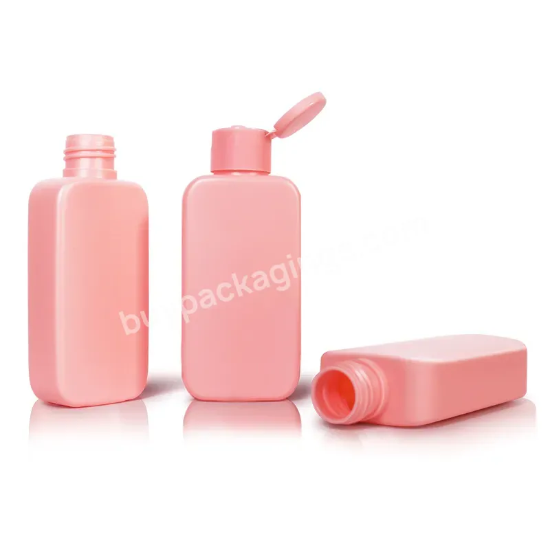 Wholesale Plastic Bottle With Flip Cap Square Pink Lotion Pump Squeeze Pet Bottle For Shampoo