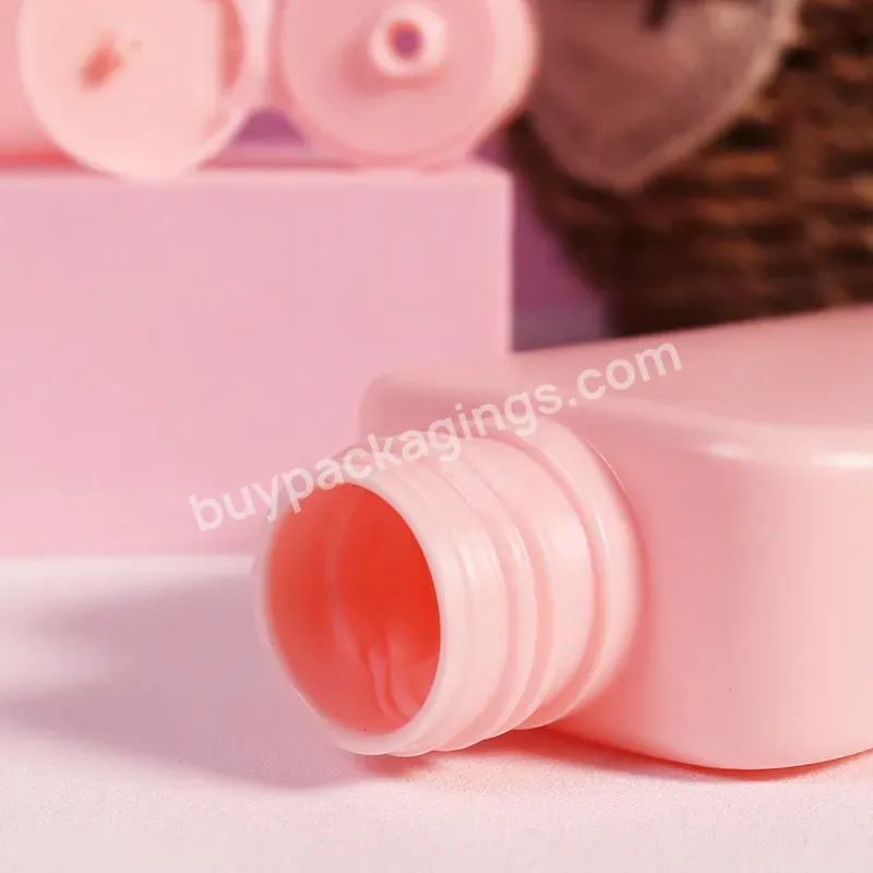 Wholesale Plastic Bottle With Flip Cap Square Pink Lotion Pump Squeeze Pet Bottle For Shampoo