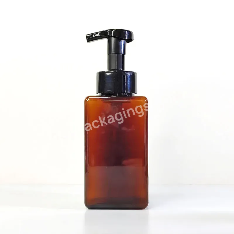 Wholesale Plastic Packaging Wash Hand Soap Foaming Amber 500ml Pump Square Pet Foam Bottle