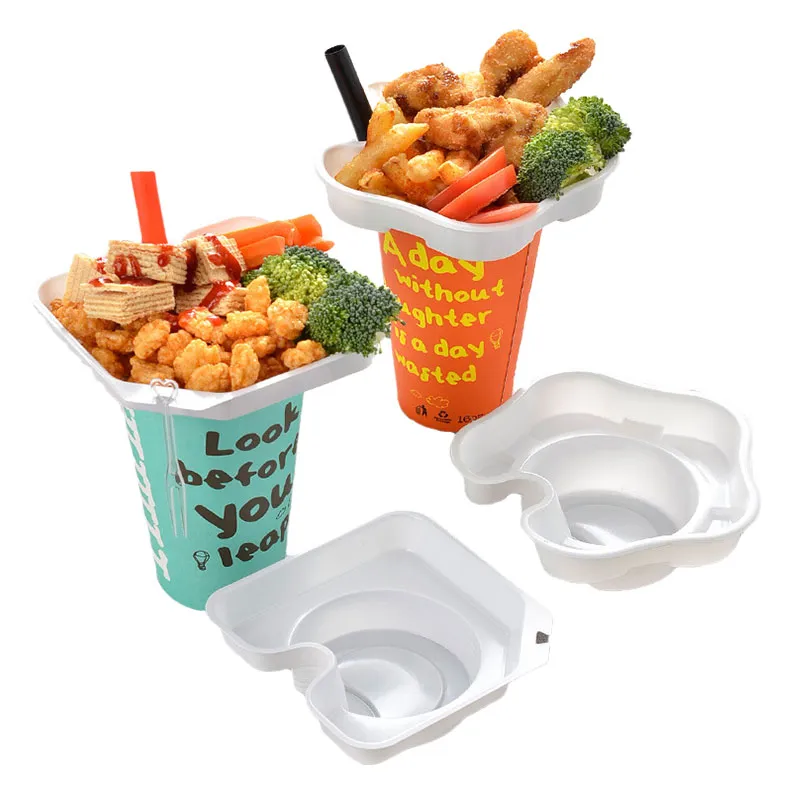 Wholesale Plastic Steak Disposable Bowl Snack Cup Coke Fried Chicken Pulp Carrier Carry Cup Holder