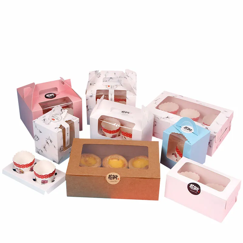 Wholesale portable marble cookie nougat muffin packaging boxes dessert melaleuca mousse loaf box for bakery