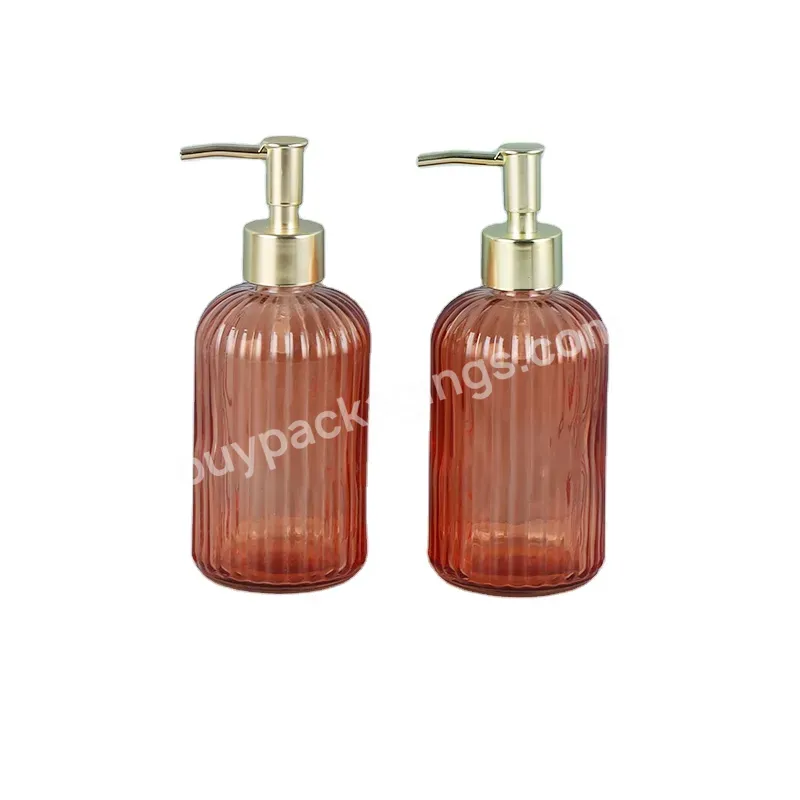 Wholesale Price 400ml Oem/odm Glass Body Lotion Bottle With Electroplating Hand Sanitizer Pump