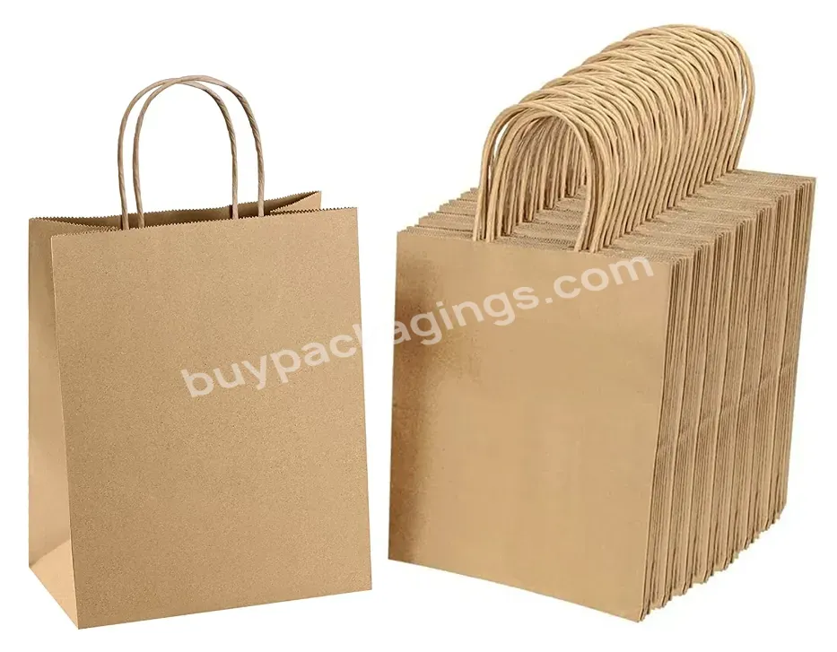 Wholesale Price Custom Logo Brown Paper Kraft Bag Packing With Cotton Rope Handle