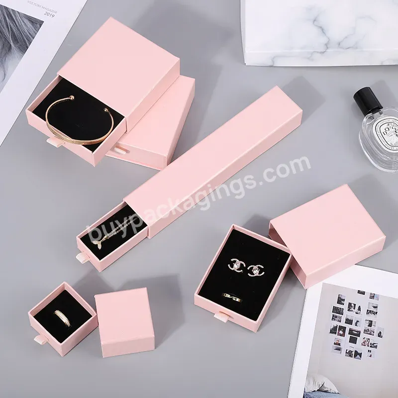 Wholesale Price Custom Printed Drawer Boxes Gift Box With Ribbon Pull Out Jewelry Packaging Box