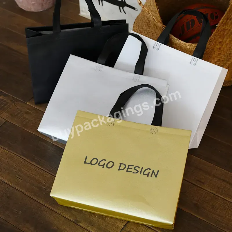 Wholesale Price Custom Printed Gold Metallic Recycle Reusable Pp Laminated Non Woven Tote Shopping Bags Non Woven Shopping Bag