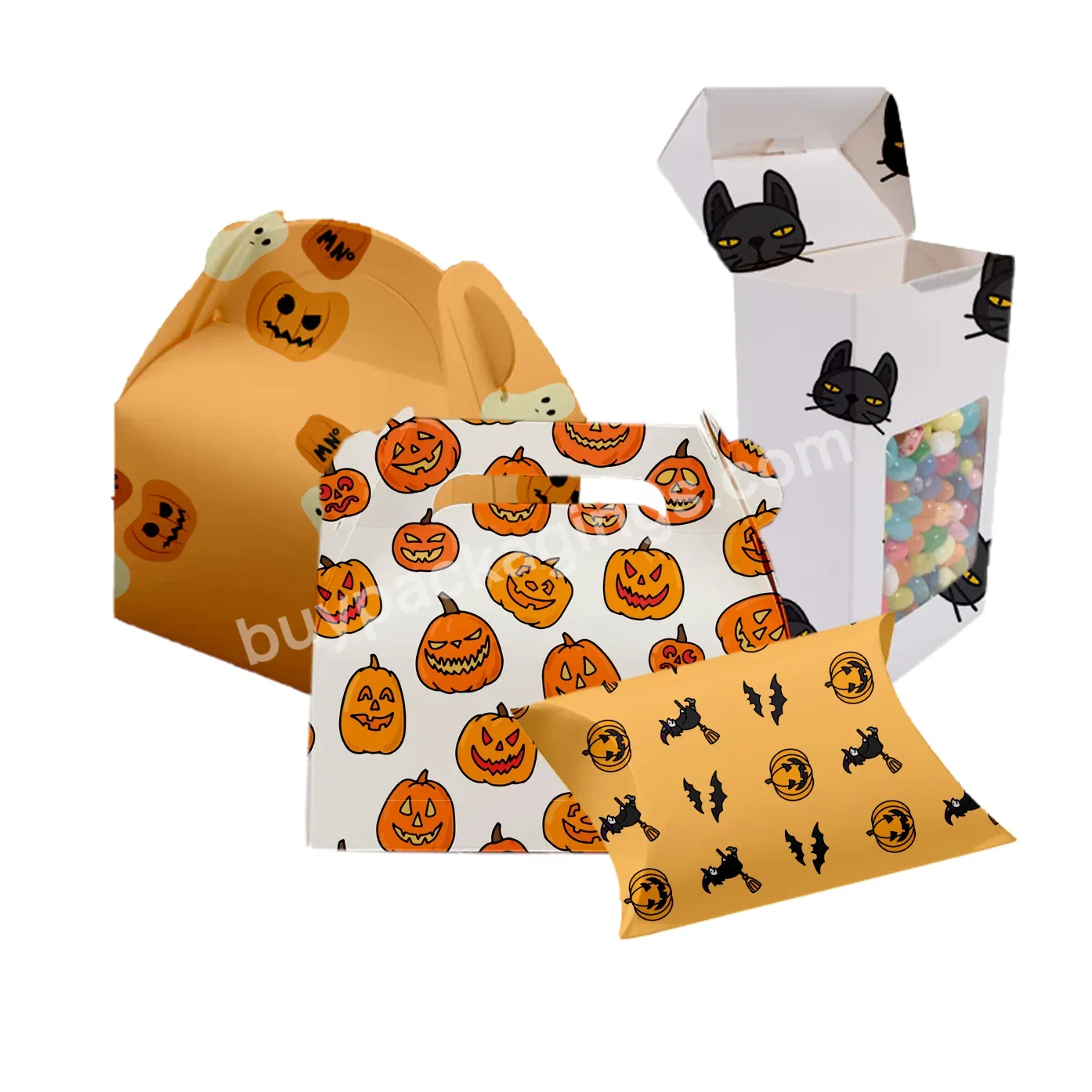 Wholesale Price Happy Halloween Mini Paper Party Snack Cooki Chocolate Candy Sweet Gift Box Packaging With Window
