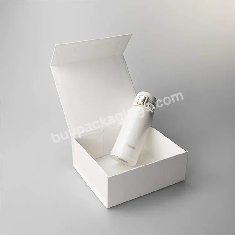 Wholesale Price Luxury High End White Textured Cardboard Magnetic Closure Folding Foldable Thermos Water Cup Gift Box