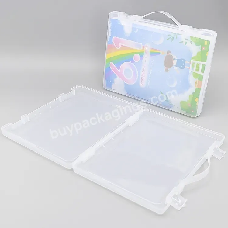 Wholesale Print Logo Durable Stationary A4 Size Plastic Document Box A4 Box Folder File Storage Case With Handle